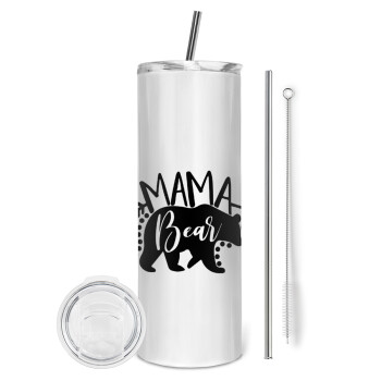 Mama Bear, Tumbler stainless steel 600ml, with metal straw & cleaning brush