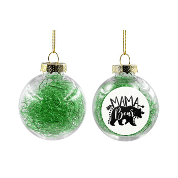 Mama Bear, Χριστουγεννιάτικη μπάλα δένδρου διάφανη με πράσινο γέμισμα 8cm