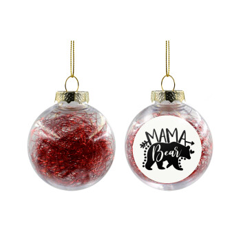 Mama Bear, Transparent Christmas tree ball ornament with red filling 8cm