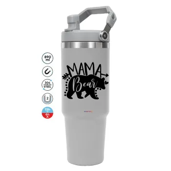 Mama Bear, ΓΚΡΙ Travel Tumbler Θερμός με χερούλι και καλαμάκι 890ml