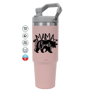Mama Bear, ΡΟΖ Travel Tumbler Θερμός με χερούλι και καλαμάκι 890ml