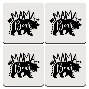 Mama Bear, ΣΕΤ 4 Σουβέρ ξύλινα τετράγωνα (9cm)