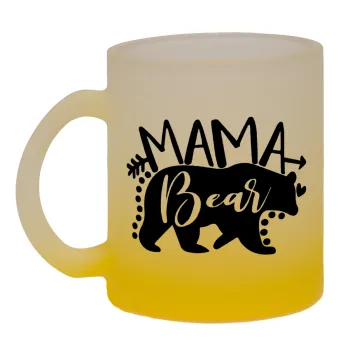 Mama Bear, Κούπα γυάλινη δίχρωμη με βάση το κίτρινο ματ, 330ml