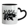 Mug heart black handle, ceramic, 330ml
