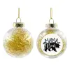 Transparent Christmas tree ball ornament with gold filling 8cm
