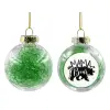 Transparent Christmas tree ball ornament with green filling 8cm