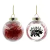 Transparent Christmas tree ball ornament with red filling 8cm
