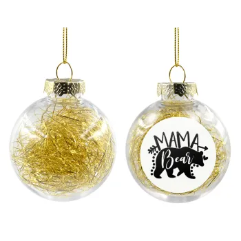 Mama Bear, Transparent Christmas tree ball ornament with gold filling 8cm