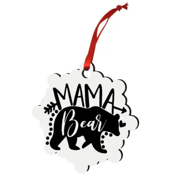 Mama Bear, Christmas ornament snowflake wooden 7.5cm