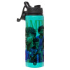 Metallic water bottle with safety lid, 850ml aluminum