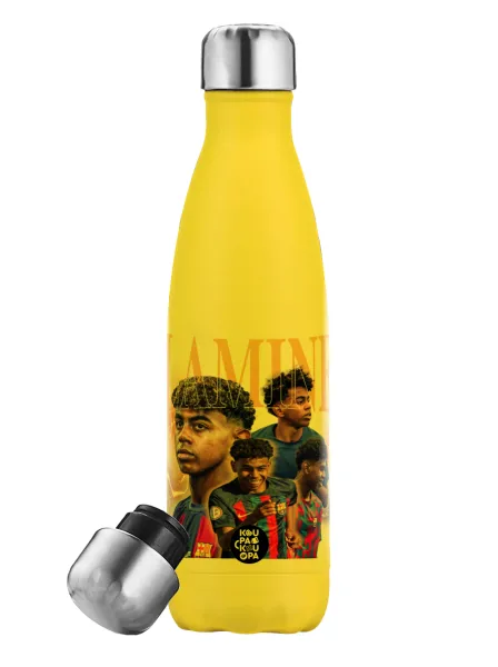 lamine yamal FCB — Μεταλλικό παγούρι θερμός Κίτρινος (Stainless steel), διπλού τοιχώματος, 500ml