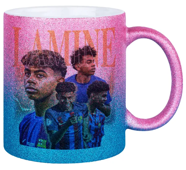 lamine yamal FCB — Κούπα Χρυσή/Μπλε Glitter, κεραμική, 330ml