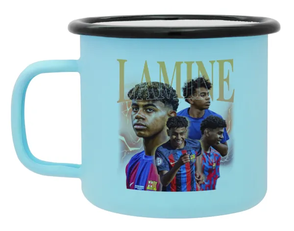 lamine yamal FCB — Κούπα Μεταλλική εμαγιέ ΜΑΤ σιέλ 360ml