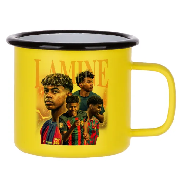 lamine yamal FCB — Κούπα Μεταλλική εμαγιέ ΜΑΤ Κίτρινη 360ml