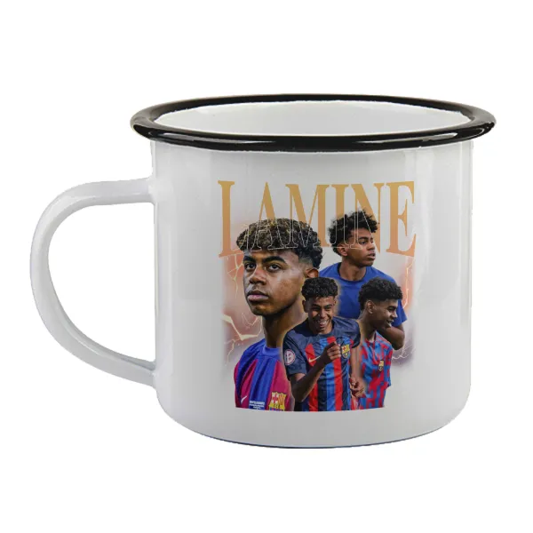 lamine yamal FCB — Enamel mug with black rim, 360ml