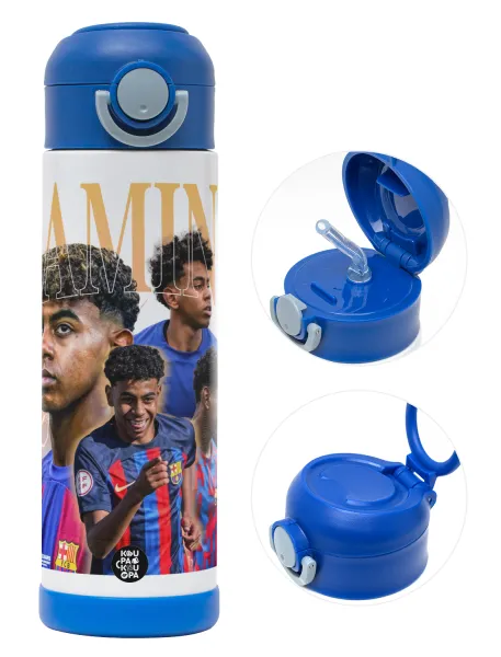 lamine yamal FCB — Παιδικό παγούρι θερμό, ανοξείδωτο, με καλαμάκι ασφαλείας, ΜΠΛΕ (500ml)