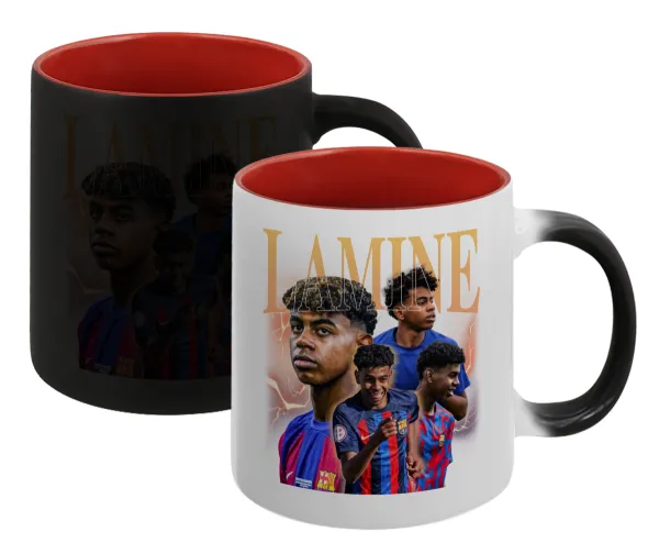 lamine yamal FCB — Κούπα Μαγική εσωτερικό κόκκινο, κεραμική, 330ml που αλλάζει χρώμα με το ζεστό ρόφημα