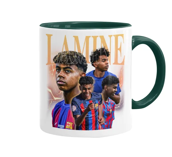 lamine yamal FCB — Κούπα χρωματιστή πράσινη, κεραμική, 330ml