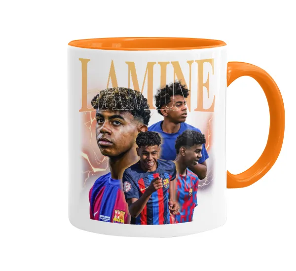 lamine yamal FCB — Κούπα χρωματιστή πορτοκαλί, κεραμική, 330ml