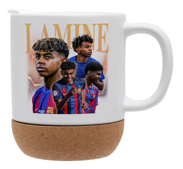 lamine yamal FCB — Κούπα, κεραμική με βάση φελού και καπάκι (ΜΑΤ), 330ml