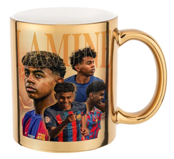 lamine yamal FCB — Mug ceramic, gold mirror, 330ml