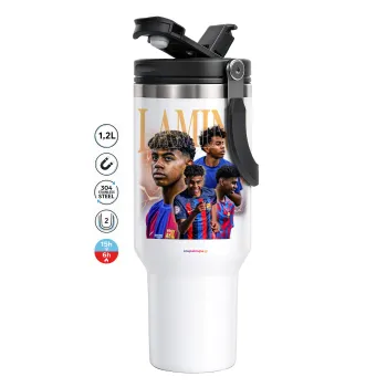 lamine yamal FCB, Mega Stainless steel Tumbler with lid, double wall 1,2L