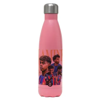 lamine yamal FCB, Metal mug thermos Pink Mat (Stainless steel), double wall, 500ml