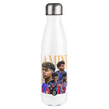 lamine yamal FCB, Μεταλλικό παγούρι θερμός Λευκό (Stainless steel), διπλού τοιχώματος, 500ml