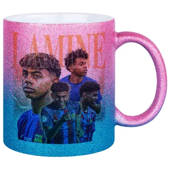 lamine yamal FCB, Κούπα Χρυσή/Μπλε Glitter, κεραμική, 330ml