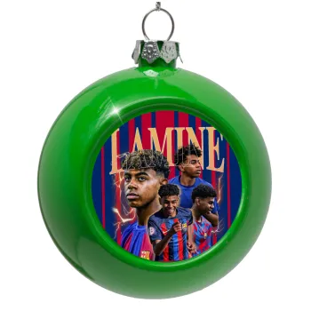 lamine yamal FCB, Green Christmas tree ornament bauble 8cm