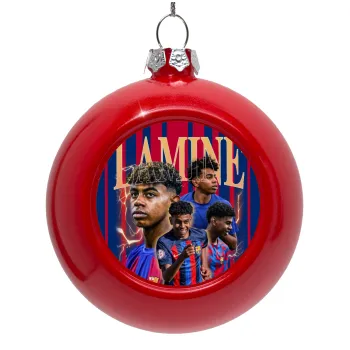 lamine yamal FCB, Στολίδι Χριστουγεννιάτικη μπάλα δένδρου Κόκκινη 8cm
