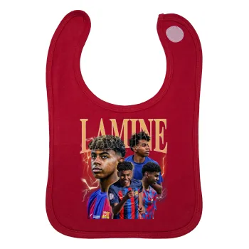 lamine yamal FCB, Σαλιάρα με Σκρατς Κόκκινη 100% Organic Cotton (0-18 months)