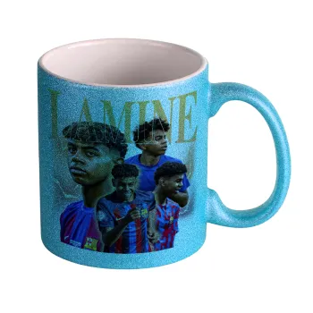 lamine yamal FCB, Κούπα Σιέλ Glitter που γυαλίζει, κεραμική, 330ml