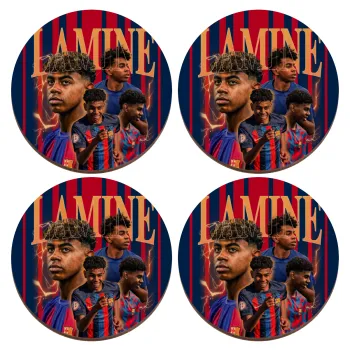 lamine yamal FCB, ΣΕΤ x4 Σουβέρ ξύλινα στρογγυλά plywood (9cm)