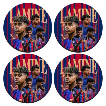 lamine yamal FCB, SET of 4 round wooden coasters (9cm)