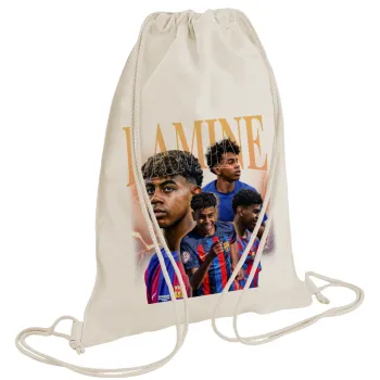 lamine yamal FCB, Τσάντα πλάτης πουγκί GYMBAG natural (28x40cm)