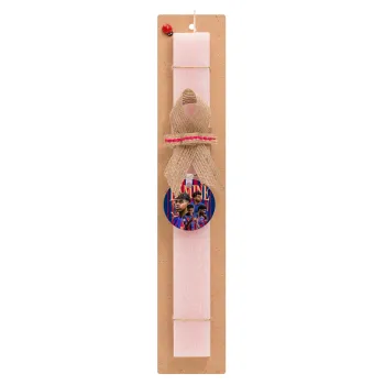 lamine yamal FCB, Easter Set, wooden keychain & scented flat Easter candle (30cm) (PINK)
