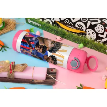 lamine yamal FCB, Easter candle, Childrens hot water bottle, stainless steel, with safety straw, PINK (500ml)