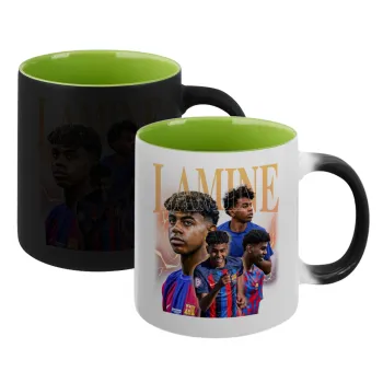 lamine yamal FCB, Κούπα Μαγική εσωτερικό πράσινο, κεραμική 330ml που αλλάζει χρώμα με το ζεστό ρόφημα