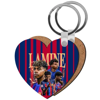 lamine yamal FCB, Μπρελόκ Ξύλινο καρδιά MDF
