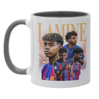 lamine yamal FCB, Κούπα χρωματιστή γκρι, κεραμική, 330ml