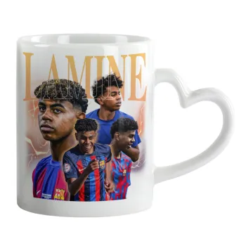 lamine yamal FCB, Mug heart handle, ceramic, 330ml