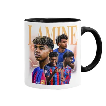 lamine yamal FCB, Κούπα χρωματιστή μαύρη, κεραμική, 330ml