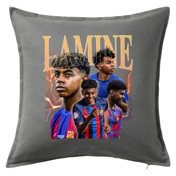 lamine yamal FCB, Μαξιλάρι καναπέ Γκρι 100% βαμβάκι, περιέχεται το γέμισμα (50x50cm)