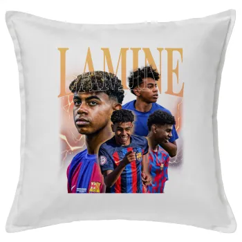 lamine yamal FCB, Μαξιλάρι καναπέ ΛΕΥΚΟ 100% βαμβάκι, περιέχεται το γέμισμα (50x50cm)