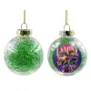 Στολίδι Χριστουγεννιάτικη μπάλα δένδρου διάφανη με πράσινο γέμισμα 8cm