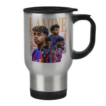 lamine yamal FCB, Κούπα ταξιδιού ανοξείδωτη με καπάκι, διπλού τοιχώματος (θερμό) 450ml