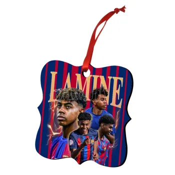 lamine yamal FCB, Στολίδι Χριστουγεννιάτικο στολίδι polygon ξύλινο 7.5cm