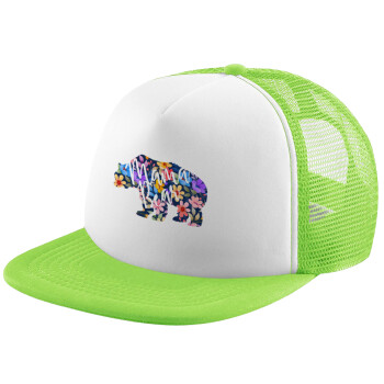 Mama Bear floral, Καπέλο Soft Trucker με Δίχτυ Πράσινο/Λευκό