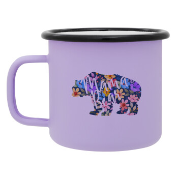 Mama Bear floral, Κούπα Μεταλλική εμαγιέ ΜΑΤ Light Pastel Purple 360ml